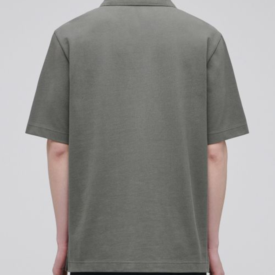 Slit Neck Piqué Polo Shirt [Dusty Khaki]