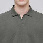 Slit Neck Piqué Polo Shirt [Dusty Khaki]