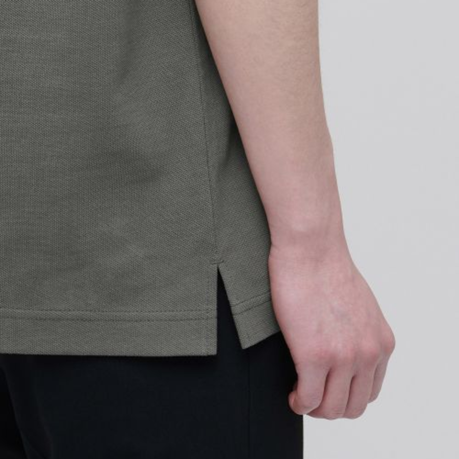 Slit Neck Piqué Polo Shirt [Dusty Khaki]