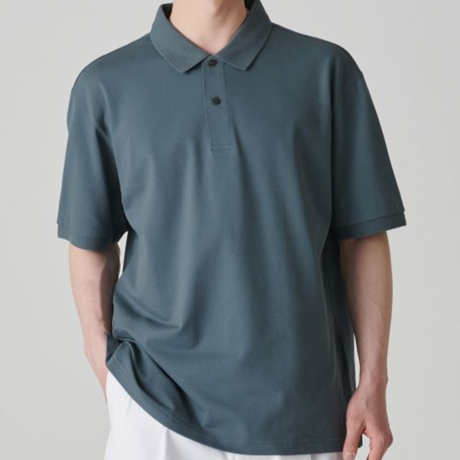 [Cooltandard] Relax Fit Piqué Polo Shirt [Peacock Blue]