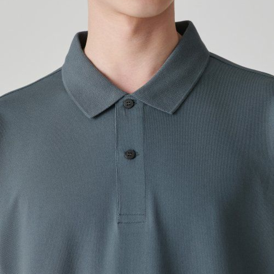 [Cooltandard] Relax Fit Piqué Polo Shirt [Peacock Blue]