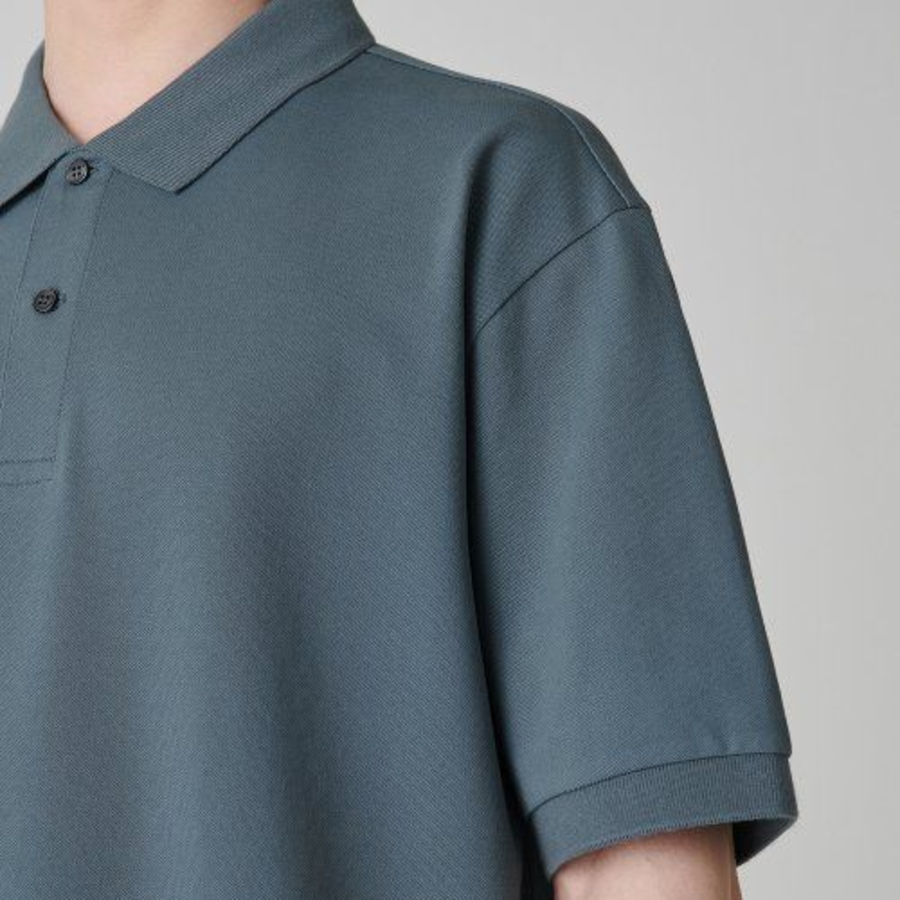 [Cooltandard] Relax Fit Piqué Polo Shirt [Peacock Blue]