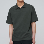 Slit Neck Piqué Polo Shirt [Khaki]