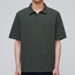 Slit Neck Piqué Polo Shirt [Khaki]