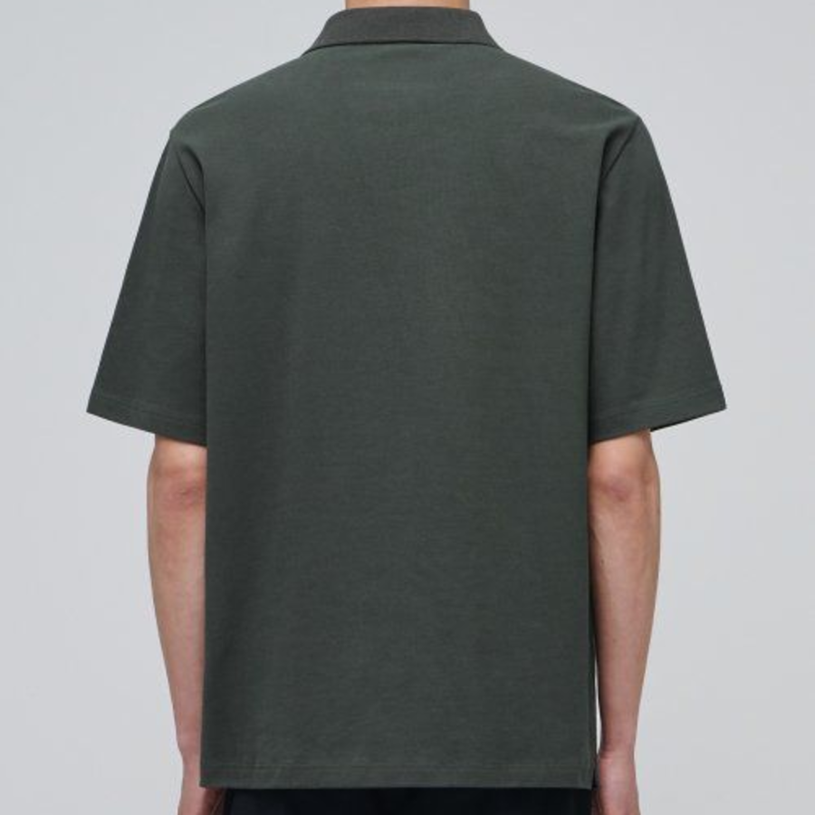 Slit Neck Piqué Polo Shirt [Khaki]