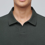 Slit Neck Piqué Polo Shirt [Khaki]