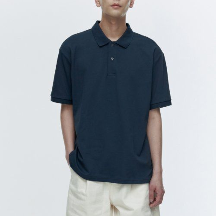 [Cooltandard] Relax Fit Piqué Polo Shirt [Turquoise]