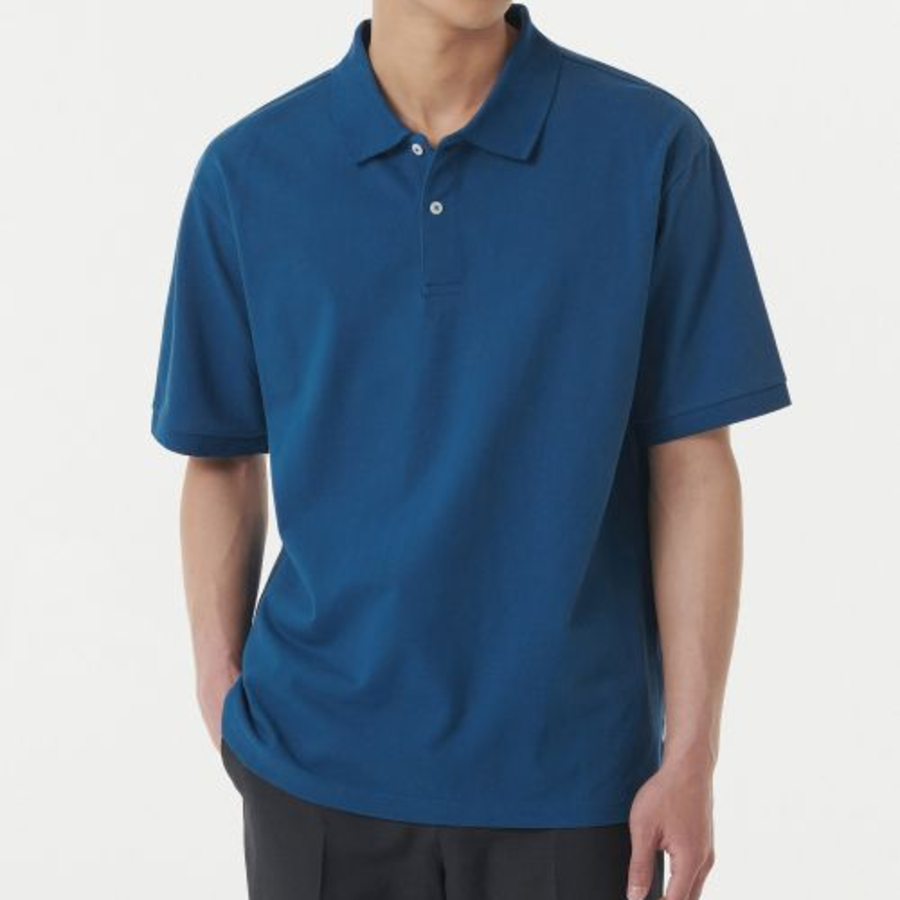 Relax Fit Piqué Polo Shirt [Classic Blue]