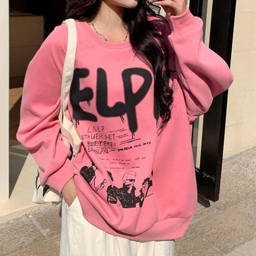 Blaire Graffiti Printing Oversized Sweatshirt