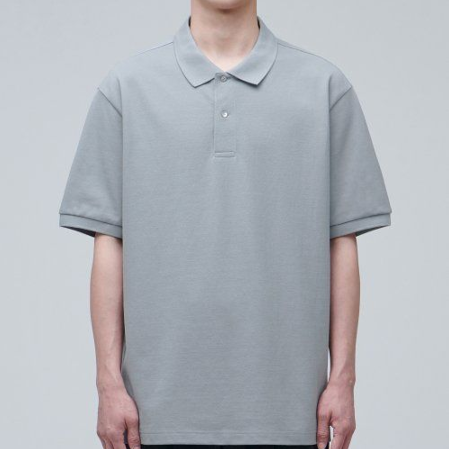 Relax Fit Piqué Polo Shirt [Light Gray]