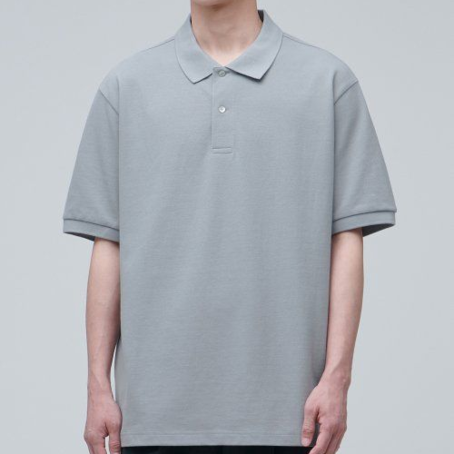 Relax Fit Piqué Polo Shirt [Light Gray]