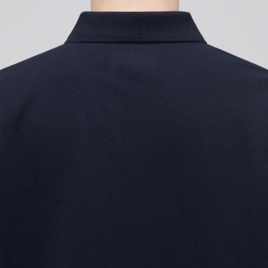 Slit Neck Piqué Polo Shirt [Navy]