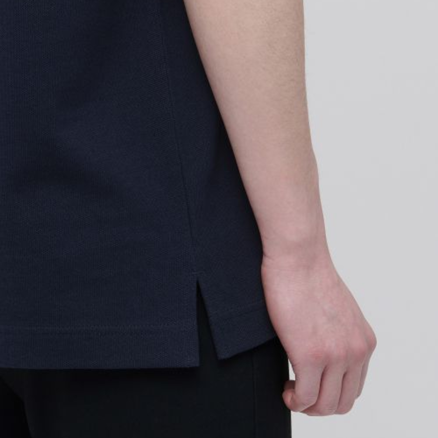 Slit Neck Piqué Polo Shirt [Navy]
