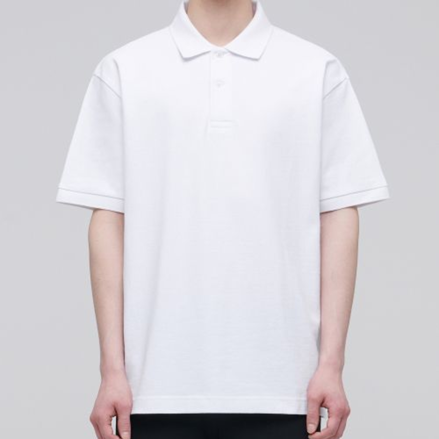 Relax Fit Piqué Polo Shirt [White]