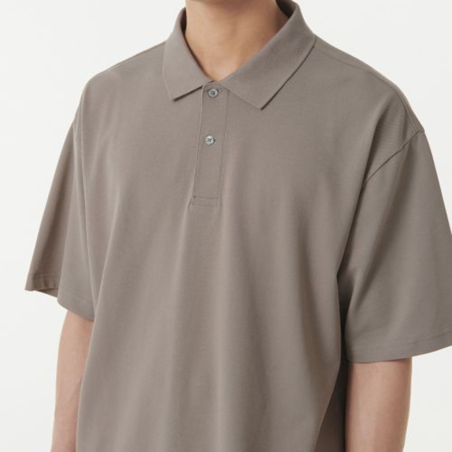 [Cool Standard] Oversized Piqué Polo Shirt [Dusty Beige]
