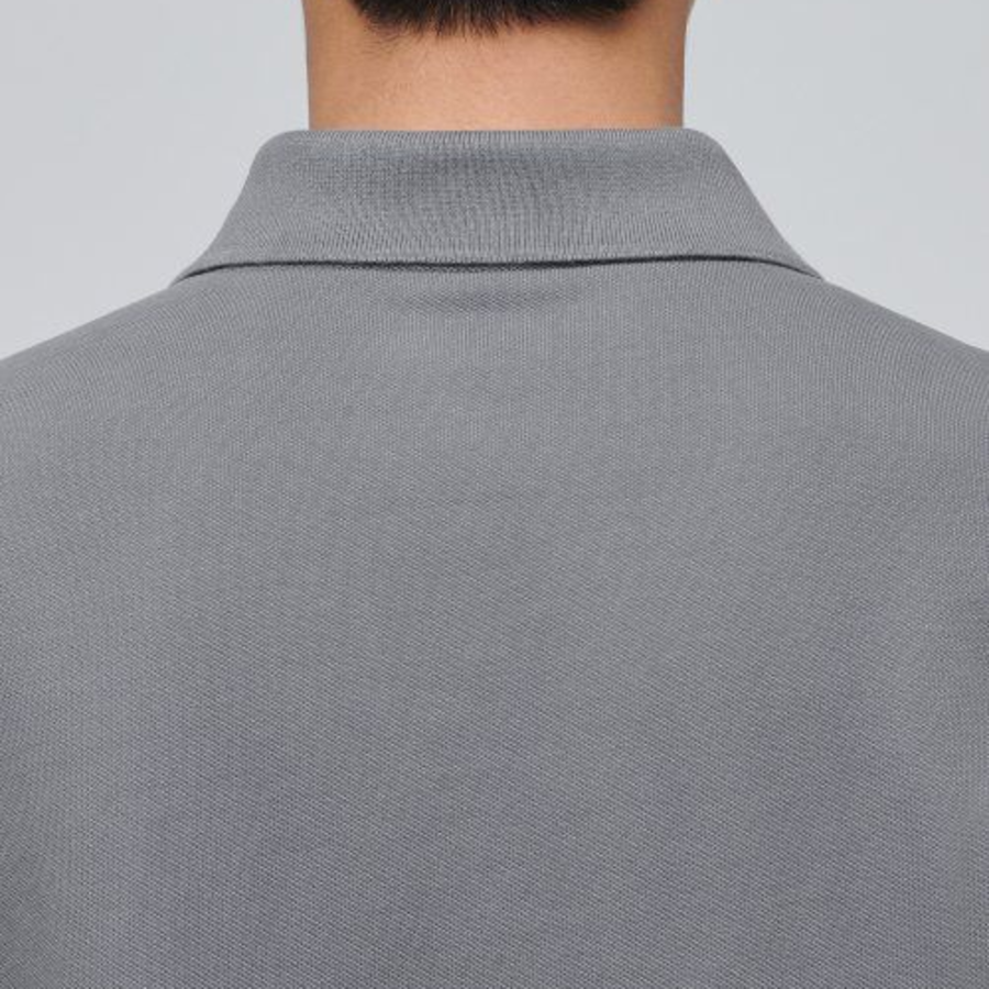 Slit Neck Piqué Polo Shirt [Grey]