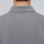 Slit Neck Piqué Polo Shirt [Grey]