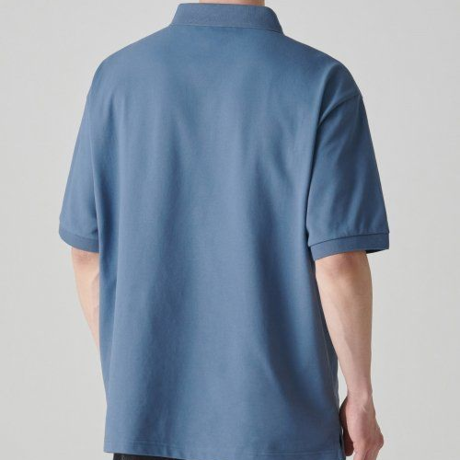 [Cool Standard] Relax Fit Piqué Polo Shirt [Blue Gray]