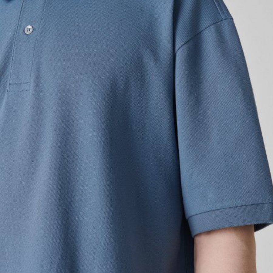 [Cool Standard] Relax Fit Piqué Polo Shirt [Blue Gray]
