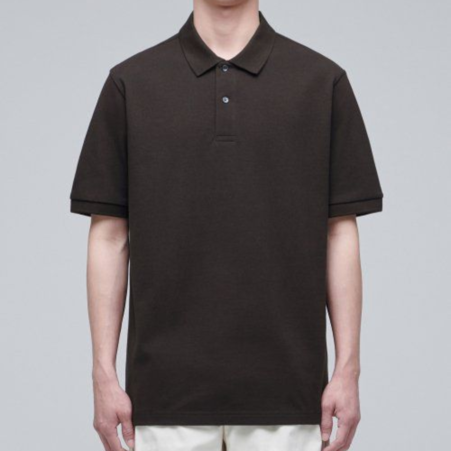 Basic Piqué Polo Shirt [Dark Brown]