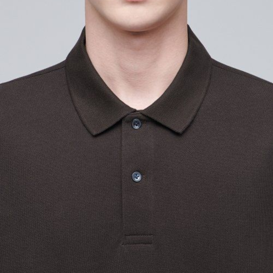 Basic Piqué Polo Shirt [Dark Brown]