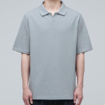 Slit Neck Piqué Polo Shirt [Light Grey]