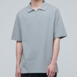 Slit Neck Piqué Polo Shirt [Light Grey]