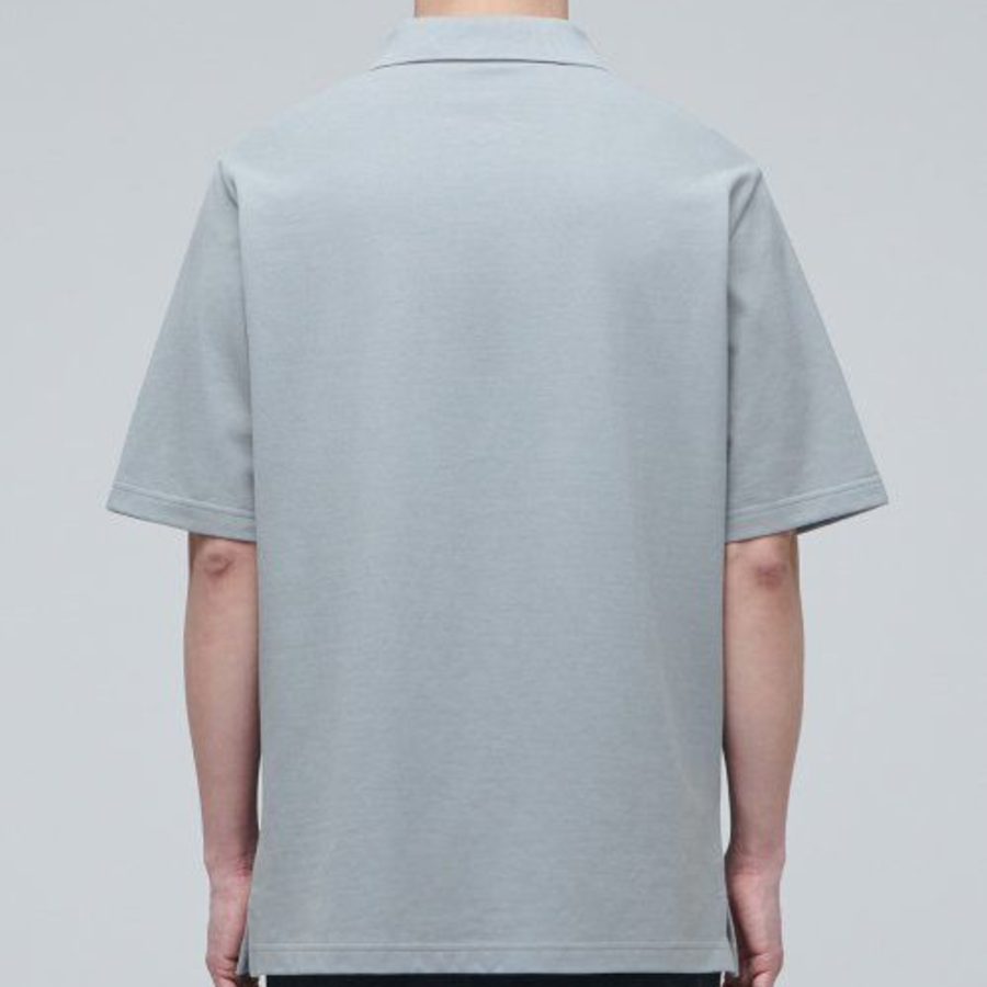 Slit Neck Piqué Polo Shirt [Light Grey]