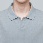 Slit Neck Piqué Polo Shirt [Light Grey]