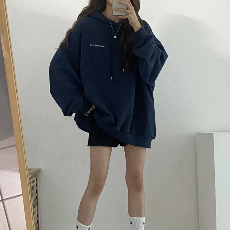 Oversized Earth Lettering Hoodie