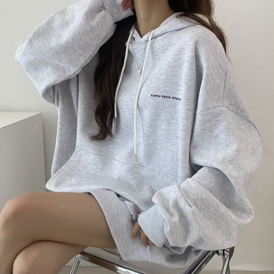 Oversized Earth Lettering Hoodie