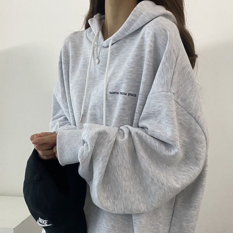 Oversized Earth Lettering Hoodie