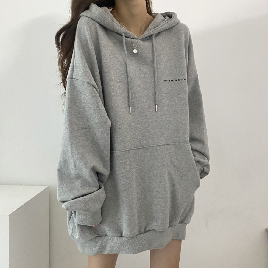 Oversized Earth Lettering Hoodie
