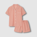JAJU Seersucker Check 3/4 Pajama Set (Light Orange) — лёгкость, которая создаёт настроение уюта