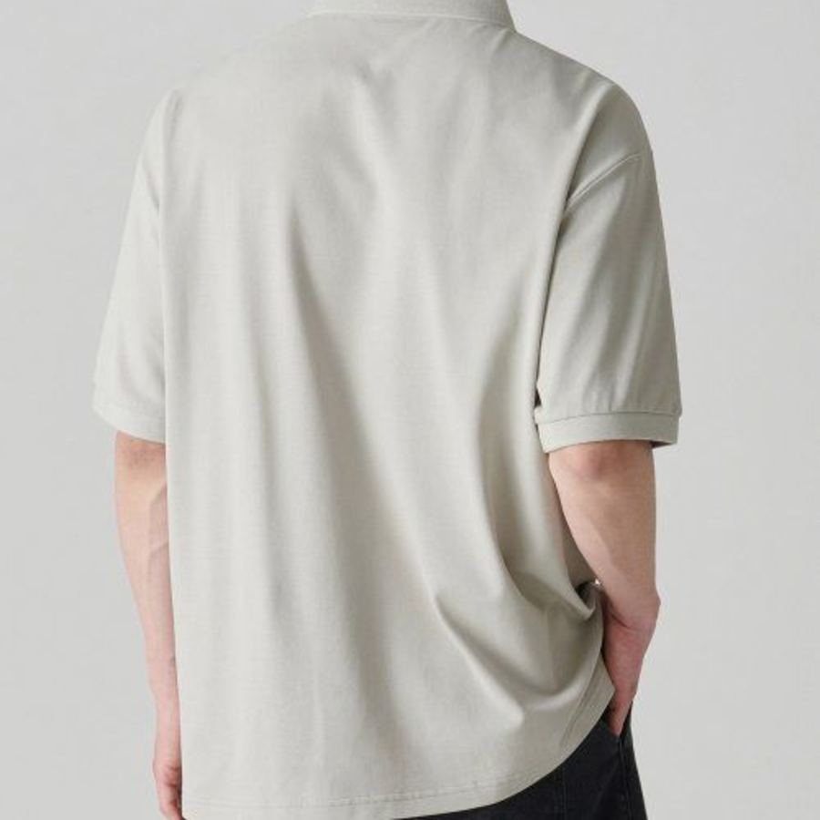 [Cool Standard] Relaxed Fit Piqué Polo Shirt [Mushroom]