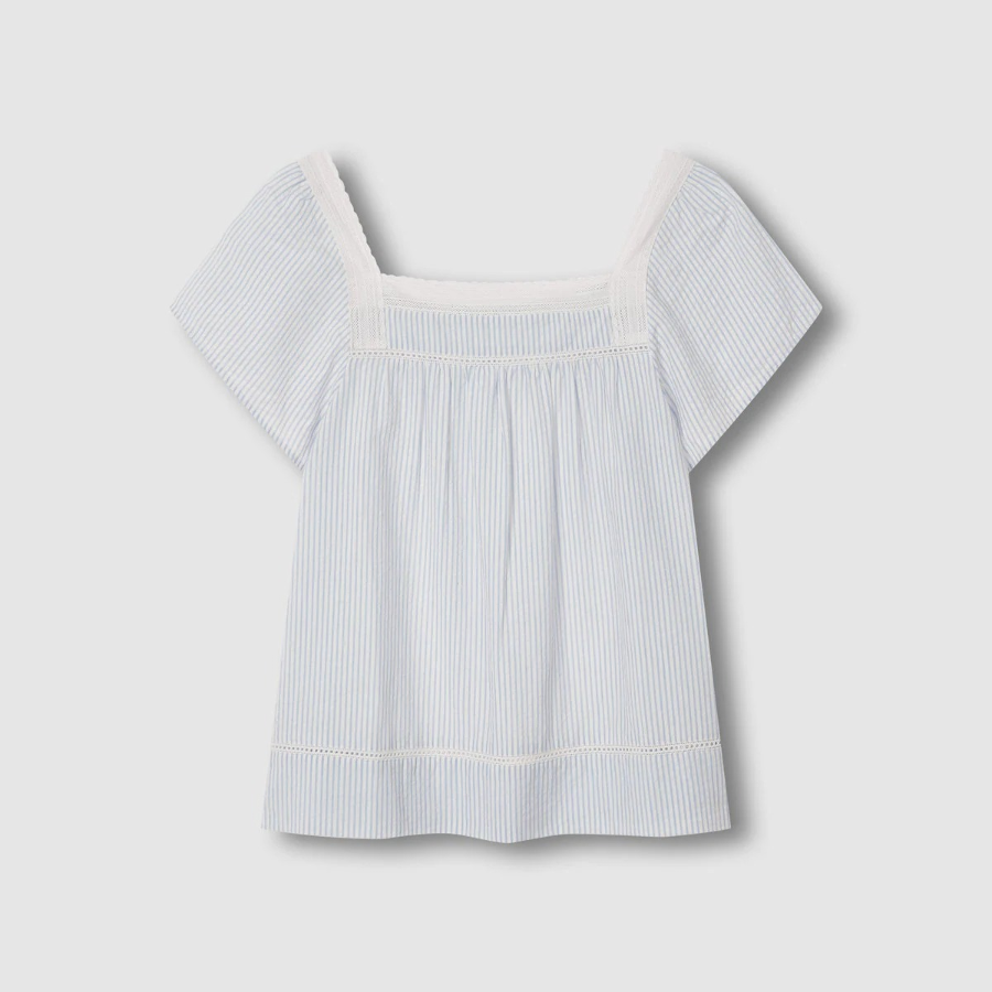 JAJU Seersucker Shirring Pajama Set (Light Blue) — нежность, которую хочется носить каждый вечер