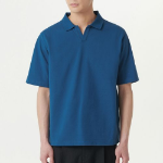 Slit Neck Piqué Polo Shirt [Classic Blue]
