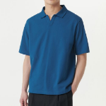 Slit Neck Piqué Polo Shirt [Classic Blue]
