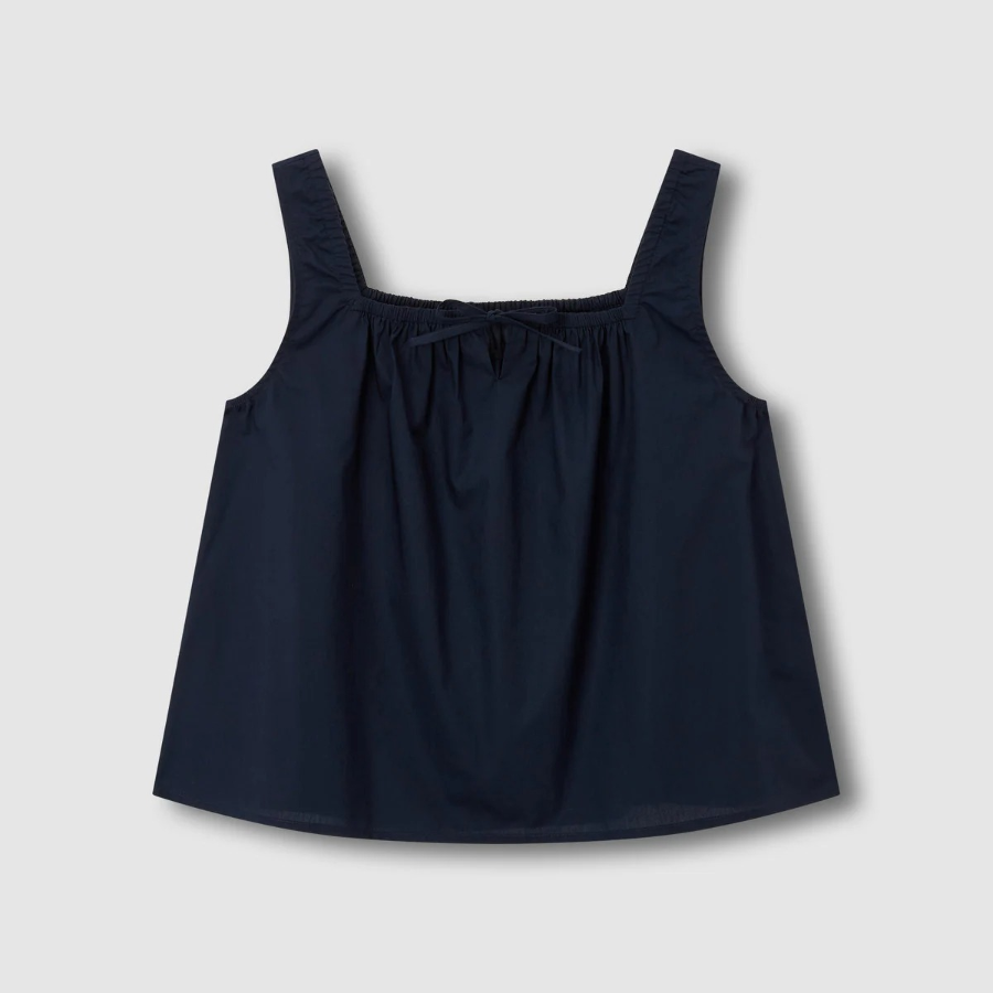 JAJU 60's Cotton Shirring Sleeveless Pajama Set (Navy) — комфорт и стиль в домашнем исполнении