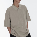 [Cool Standard] Oversized Piqué Polo Shirt [Greyish Beige]