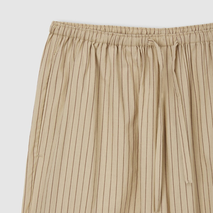 JAJU Cotton Stripe Sleeveless Pajama Set (Dark Beige) — домашний комфорт в минималистичном стиле