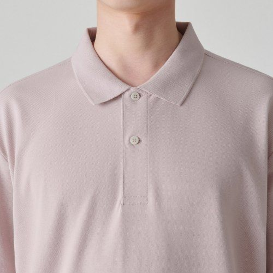 [Cool Standard] Relaxed Fit Piqué Polo Shirt [Desert Pink]