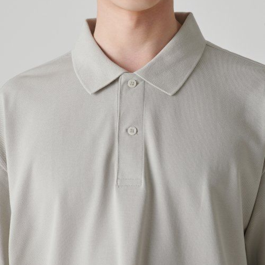 [Cool Standard] Oversized Piqué Polo Shirt [Mushroom]