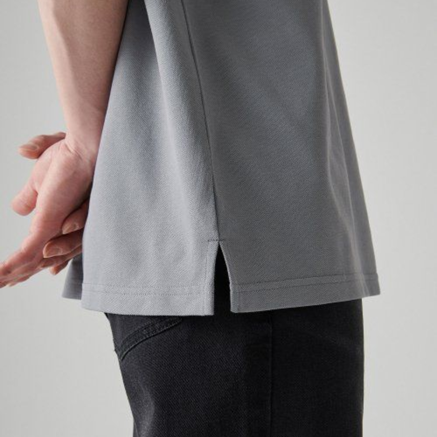 [Cool Standard] Relaxed Fit Piqué Polo Shirt [Light Grey]