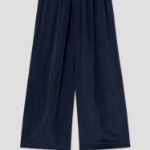 KUHO Shirring Wide Fit Pants - Navy