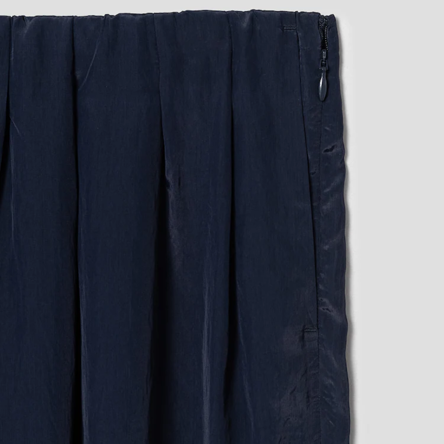 KUHO Shirring Wide Fit Pants - Navy