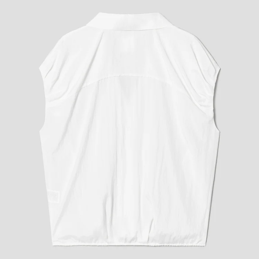 KUHO Collar Neck Short Sleeve Blouse – White