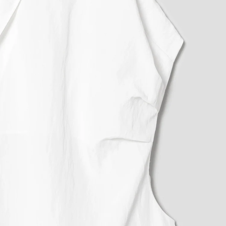 KUHO Collar Neck Short Sleeve Blouse – White