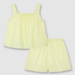 JAJU 60's Cotton Shirring Sleeveless Pajama Set (Yellow) — свежесть и лёгкость для летнего отдыха