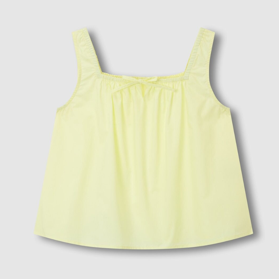JAJU 60's Cotton Shirring Sleeveless Pajama Set (Yellow) — свежесть и лёгкость для летнего отдыха